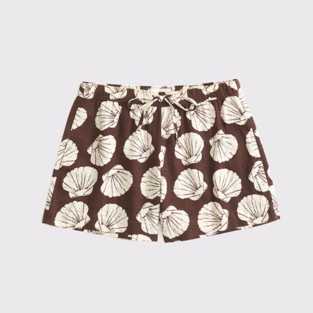 NWT Abercrombie & Fitch Mid Rise Linen-Blend Pull-On Shorts Size Medium
